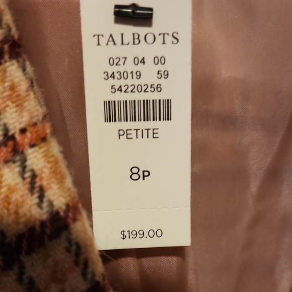 Talbots NWT Pink and Brown Checkered Blazer - Picture 2 of 8